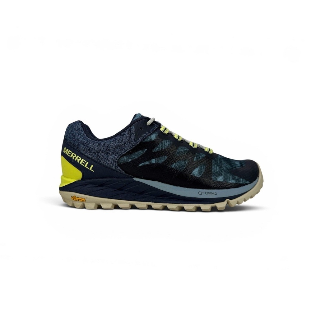 Merrell Antora 2 Trail Running Shoes Womens 8 Navy Blue Yellow Vibram J066718